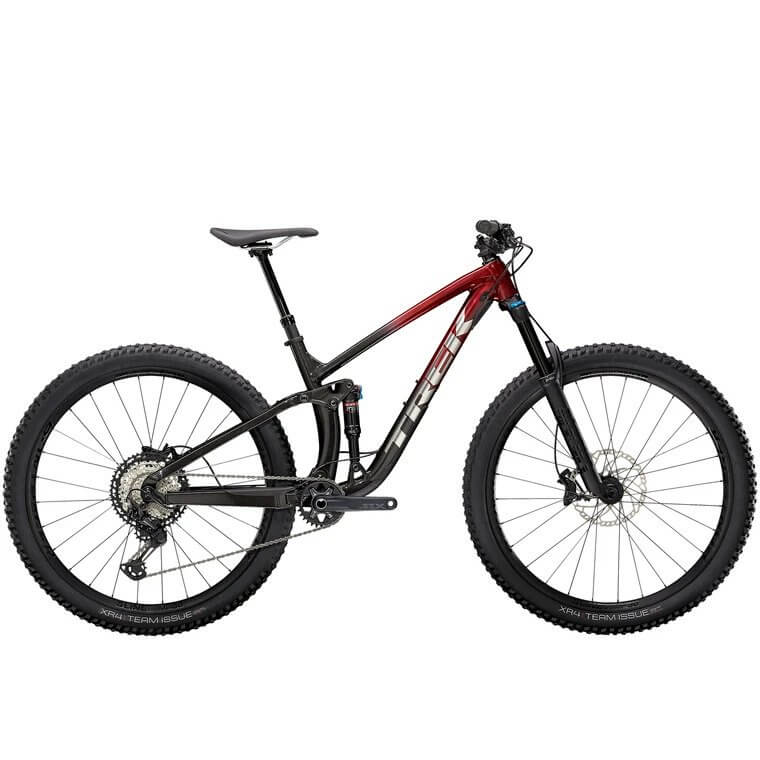 Trek Fuel EX 8 Gen 5, Trek mtb, Mountainbike test 2023 - Top 5 bedste MTB til prisen, Mountainbike test, bedste mtb, bedste mountainbike, dame mountainbike, herre mountainbike, mountainbike mærker, begynder mountainbike, billig mountainbike, Cannondale, Scott, Specialized, TREK, Giant, Jensen, disc, carbon mtb, aluminium, mtb affjedring, støddæmpende, komfort, dropper post sadel, størrelse, trail, cykling i skoven, terræn, sort mountainbike